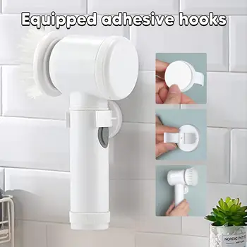 Elektrický čisticí kartáč s rotačním drhnutím, bezdrátový USB 3hlavý víceúčelový drhák na kuchyňské sporáky 10 nejlepší prodej elektrický kartáč na čištění - №9