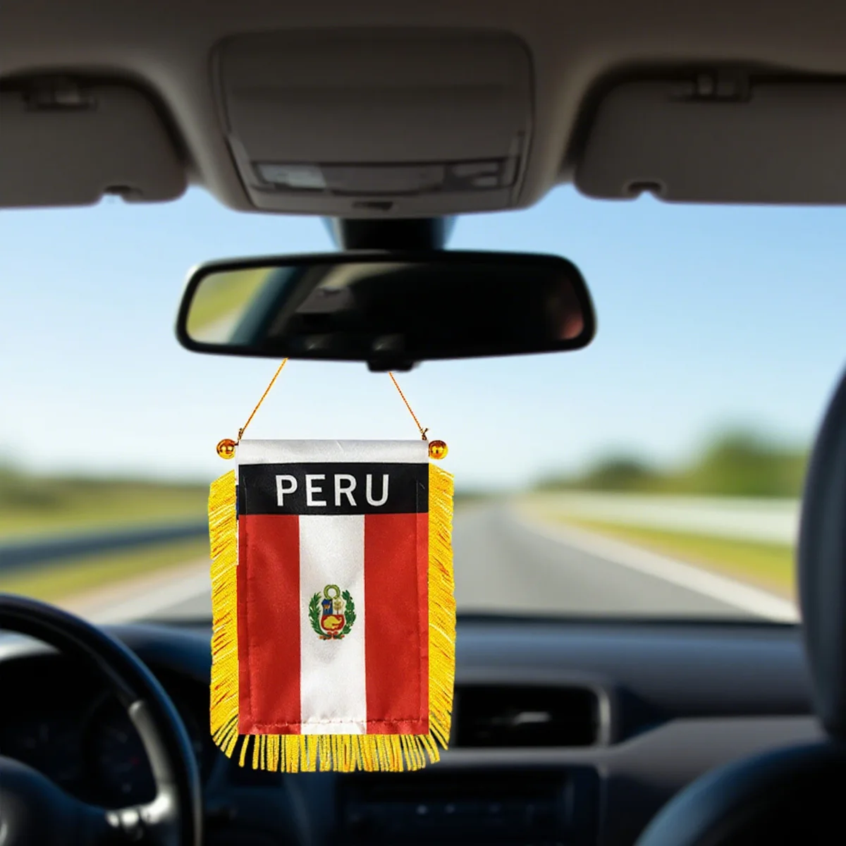 5/10 قطعة علم نافذة بيرو لافتة صغيرة على الوجهين 3x4 بوصة (8x12 سنتيمتر) مع كوب شفط وحواف مهدب-ديكور مرآة الرؤية الخلفية للسيارة #1