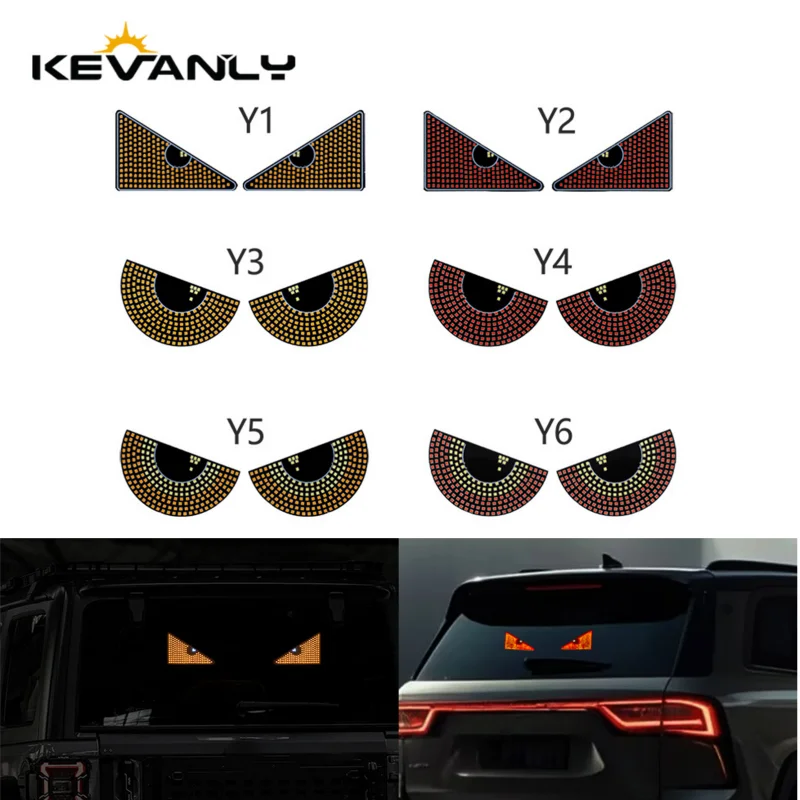 

2x Car Back Window expression light LED Strips Light Panel Car Windshield Display Devil's Eye Decorative Lamps USB Plug Lighting