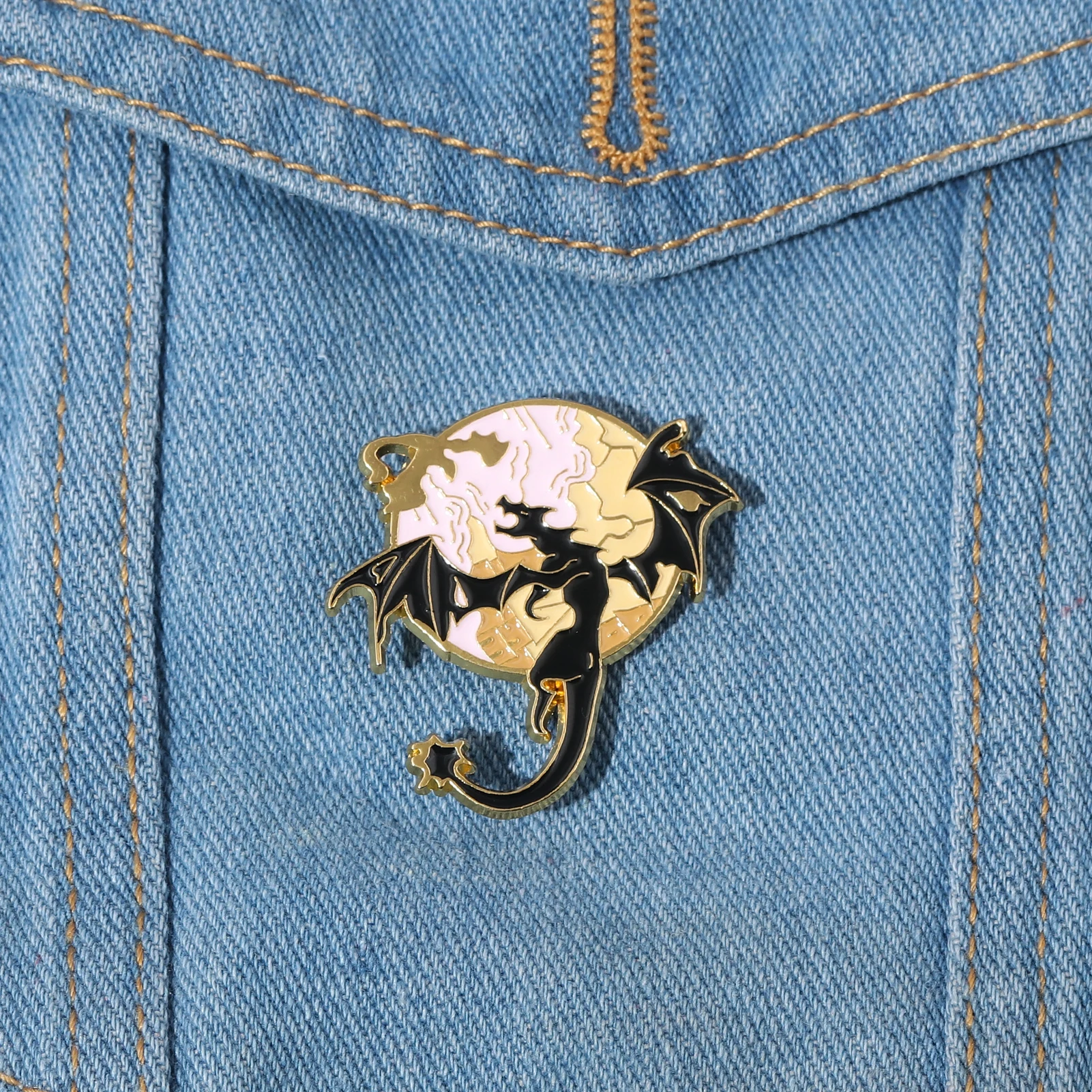 Fourth Wing Enamel Dragon Bookish Gold Lapel Pins Fantasy Book Sky Dragon Metal Gothic Style Brooch