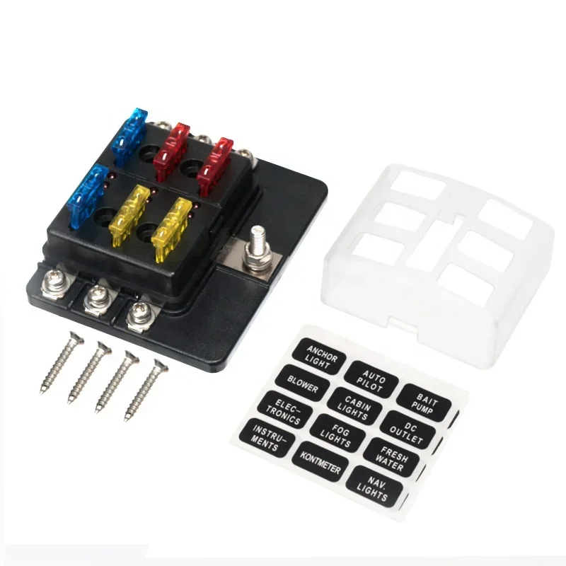 

6-Way Fuse Holder, with Short-Circuit Indicator, with 12 Ordinary Fuse Fuse + 8 Heat Shrinkable Tube Ring