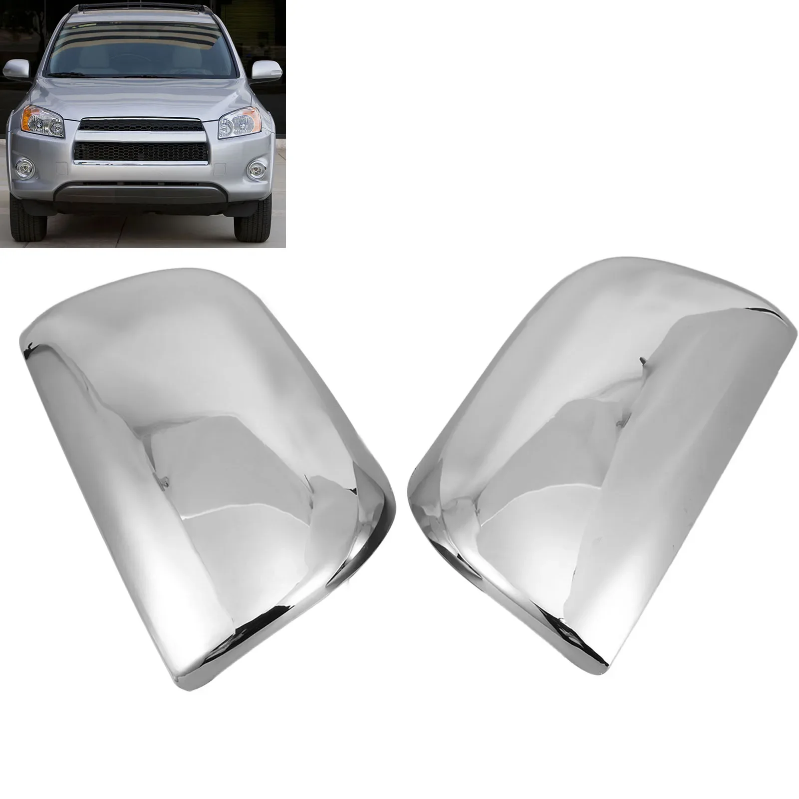 For Toyota RAV4 2006 2007 2008 2pcs Rearview Side Mirror Cover Cap ABS Chrome Plated Decoration