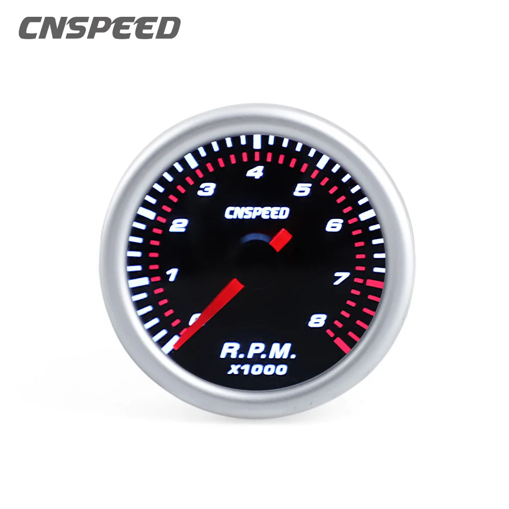 

CNSPEED New Auto Car Tachometer Tacho Gauge 0~8000 RPM Meter 2" 52mm Universal Car Motor White Led Meter Pointer RPM Gauge 12V