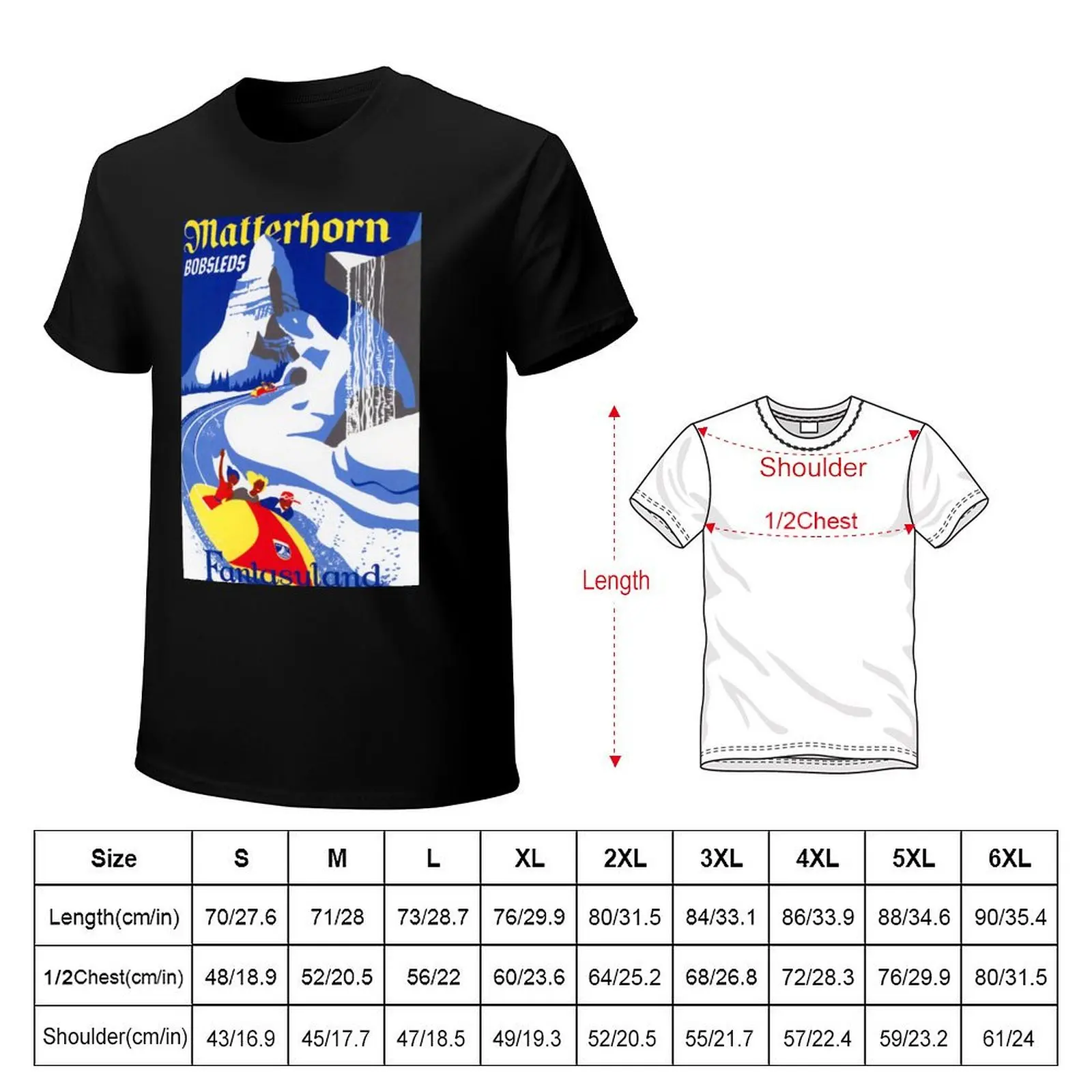 Matterhorn Bobsled Ride 1959 T-Shirt Daily Casual Short Sleeve Tee Shirt