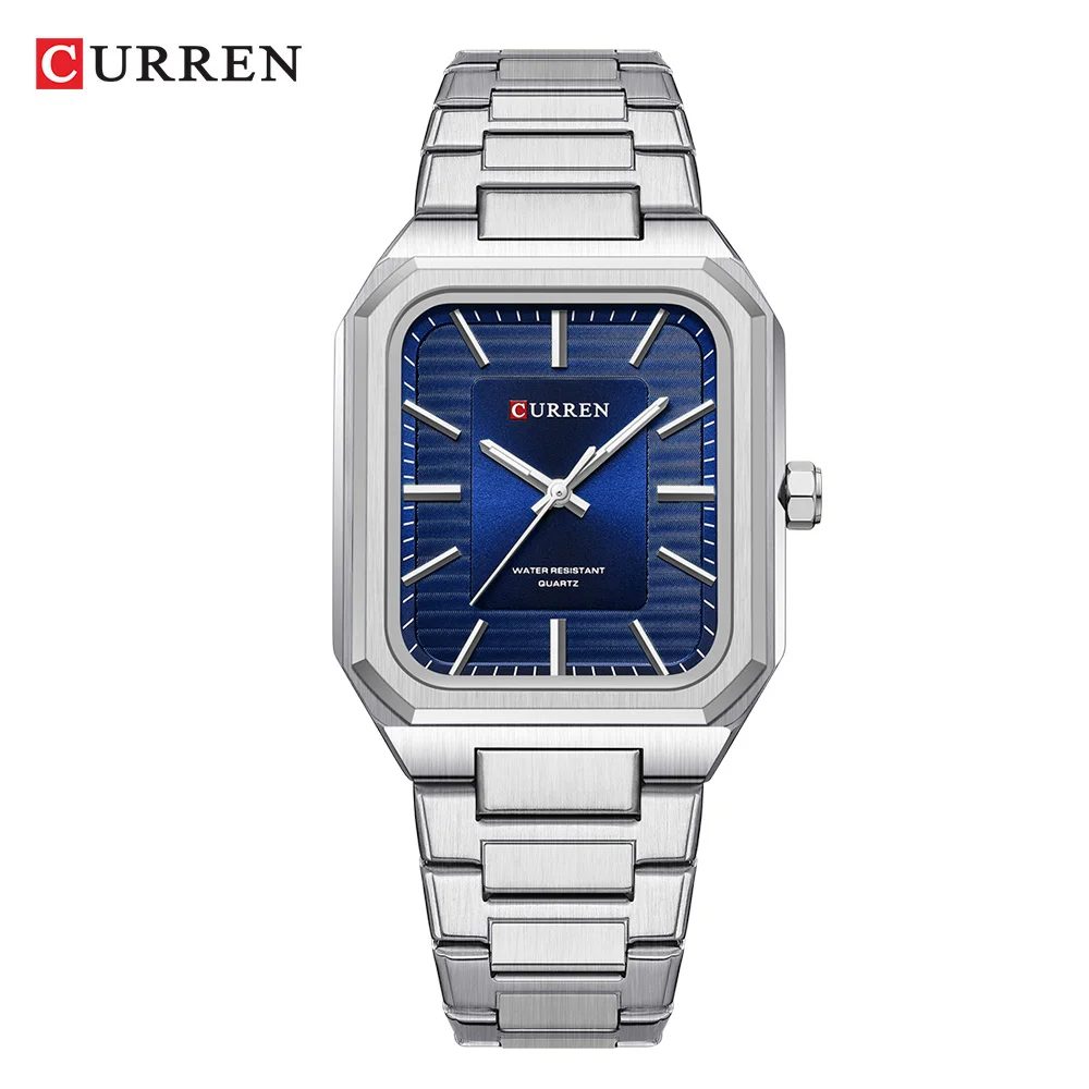 CURREN NEUE rechteckige Business-Uhren für Männer 2023, Modemarke, Quarz-Edelstahlband, Armbanduhr, männliche Uhr 8457 10