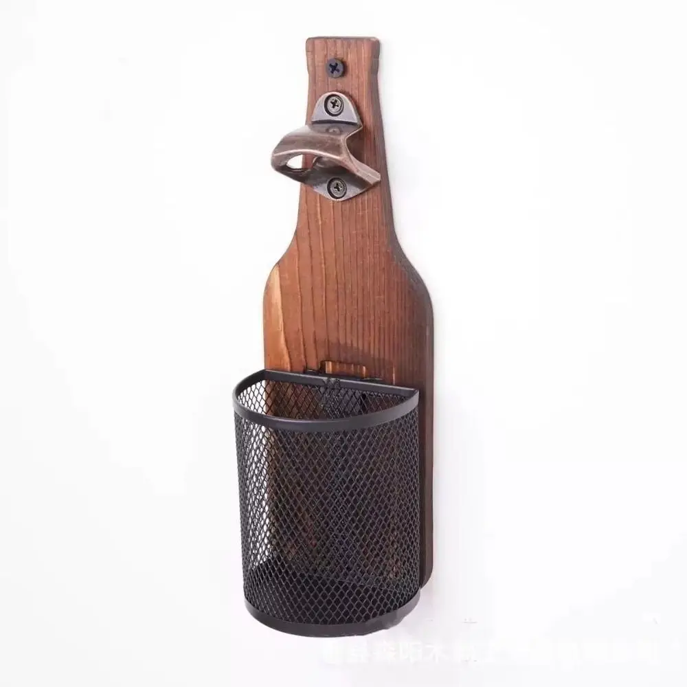Portable Wall Mounted Bottle Opener Wooden Hanging Beer Opener Space Saving Multifunctional Can Opener Kitchen Bar