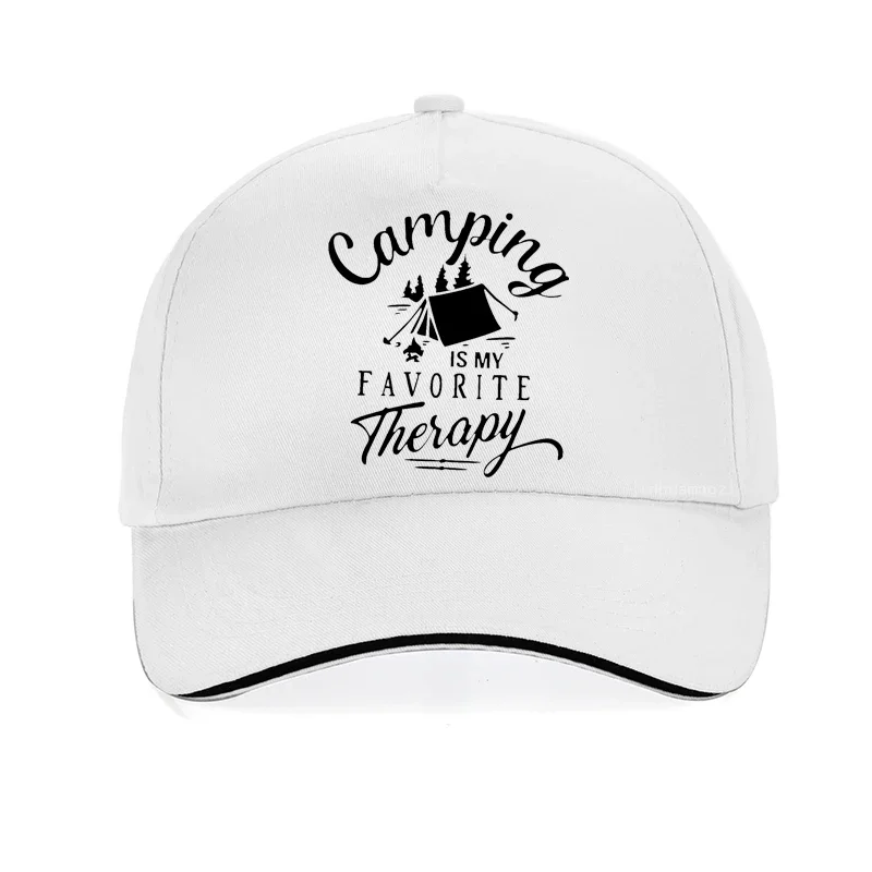 Camping Is My Favorite Therapy Quotes Funny Unisex Baseball cap Summer men women Outdoors Nature  Auto Motorcycles hat