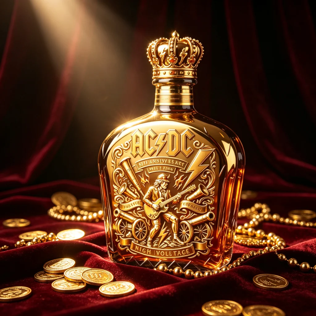 AC/DC 53rd Anniversary Limited Edition Whiskey Decanter Commemorative Collector's Glass Special Occasions Gift Item