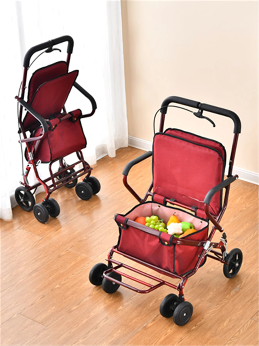 

Elderly handcart can sit, foldable and lightweight, elderly shopping cart, small cart for shopping