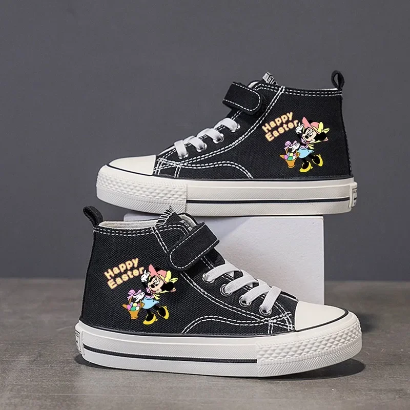 High-top Low Canvas shoes Mickey Mouse Clubhouse Love Girl Boys Kids disney Shoes Casual Cartoon comfort Children Print Shoes 44