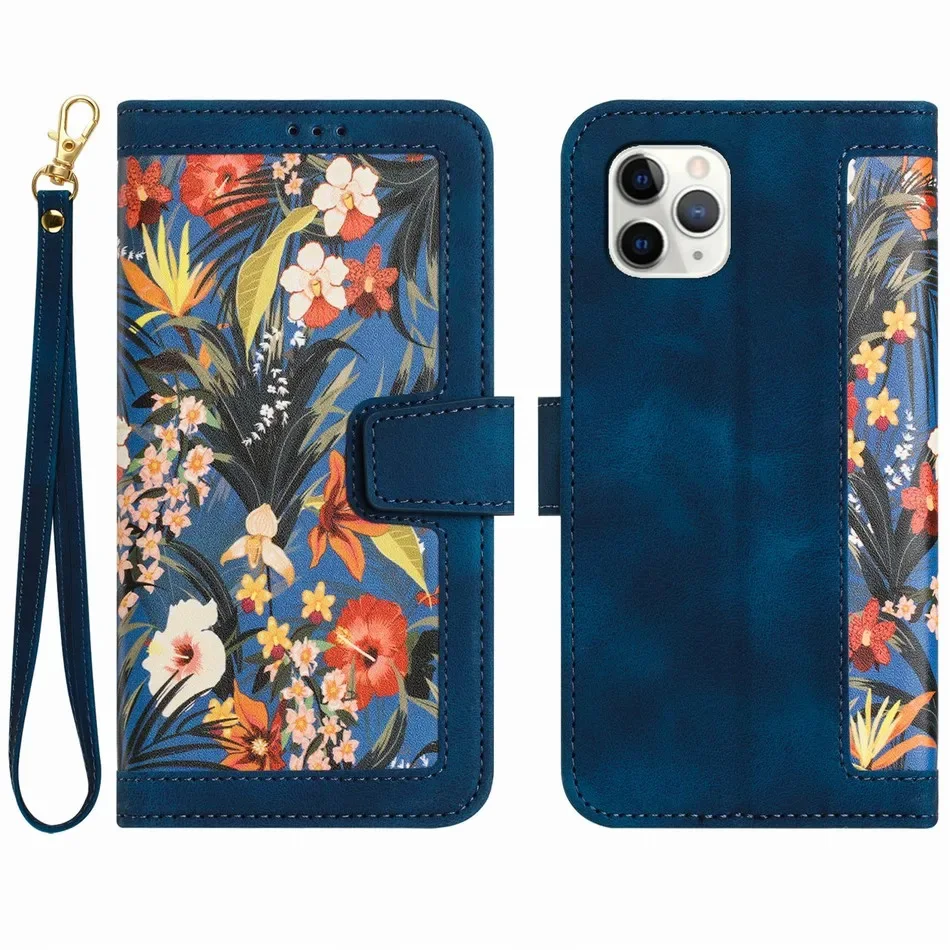 Malerei Kunst Blume Leder Telefon Brieftasche Fall Buch Für Samsung Galaxy S25 S24 S23 S22 S21 S20 FE A06 A16 A26 A36 A56 Flip-Cover – Detail 15