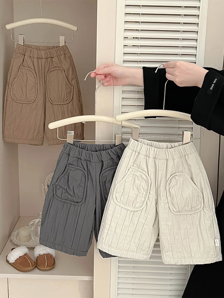 2025 Infant Girl Loose Casual Pants Plus Velvet Thick Boys Cotton Padded Pants Toddler Clothes Winter New Baby Warm Trousers