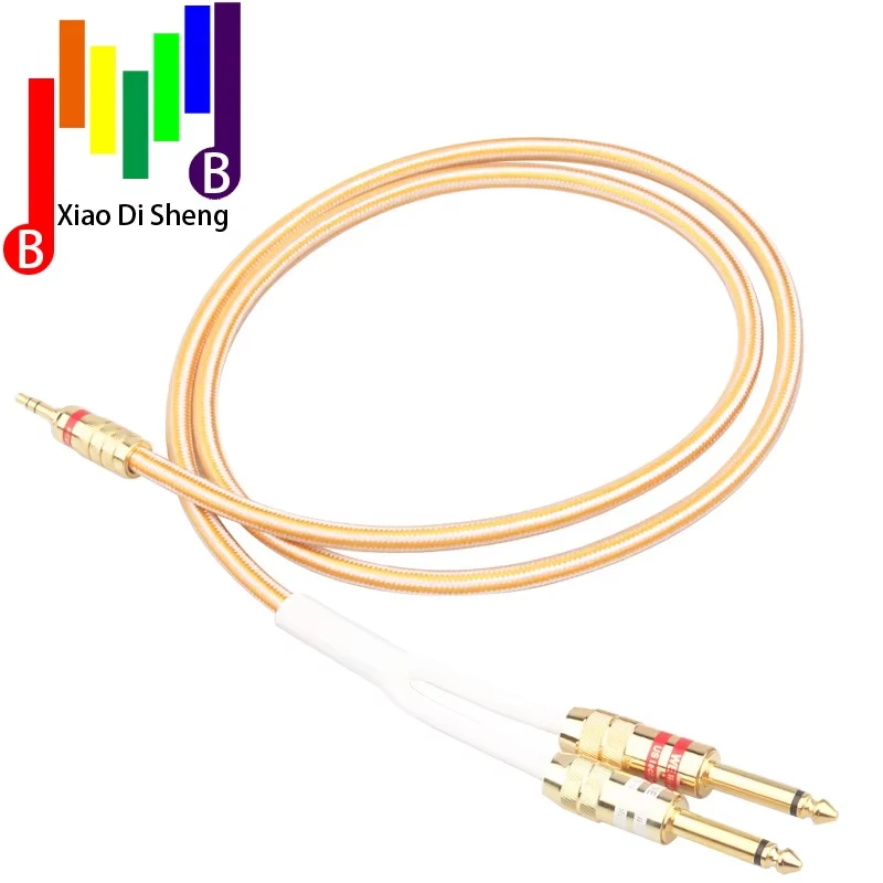 AUDIO Hifi Audio Cable Mini Jack 3.5mm to Dual 6.35mm for PC Headphone Mixing Console 1/8