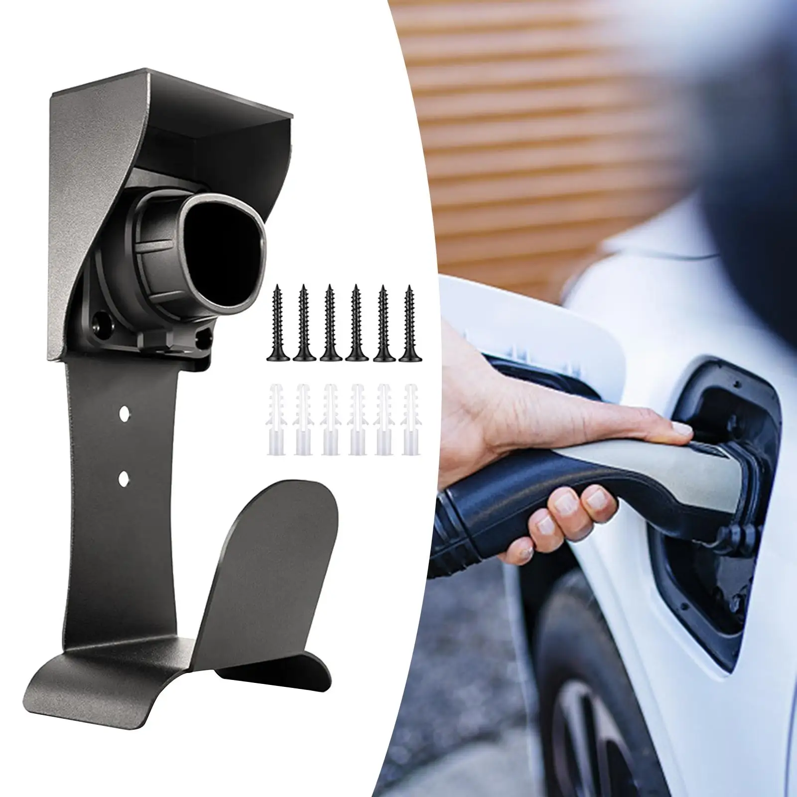 EV Charging Wall Holder Black Electric Car Cable Organizer for Model S