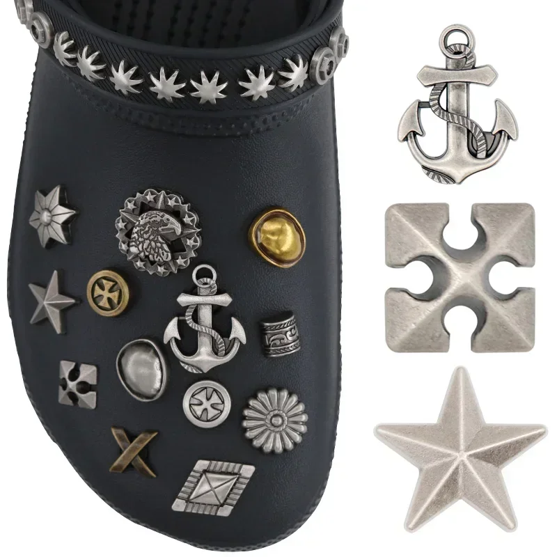 1 قطعة سحر الأحذية ل إكسسوارات أحذية الصنادل دبابيس الخماسي معدن فضي انفصال هالوين الصنوبر الأحذية الزينة w-7