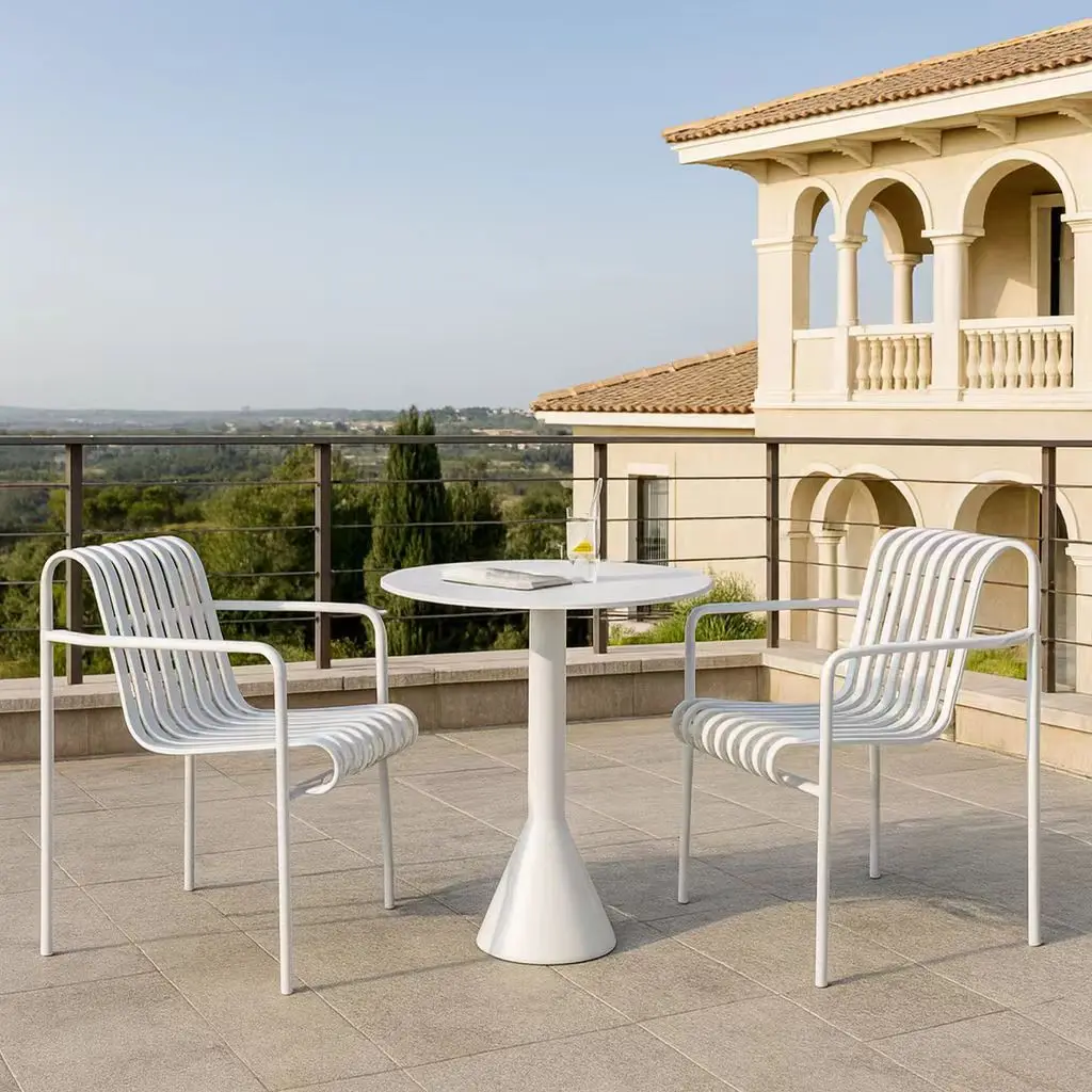 *New Arrival Durable Outdoor Minimalist Garden Iron Lightweight Stackable Chairs Sofa Set for Dining Terrace Commercial Area