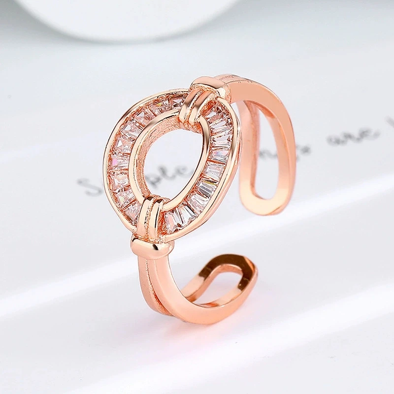 Horseshoe Zirconia Open Ring Trendy Style Adjustable Ring for Women Fashion Stackable Jewelry Gift