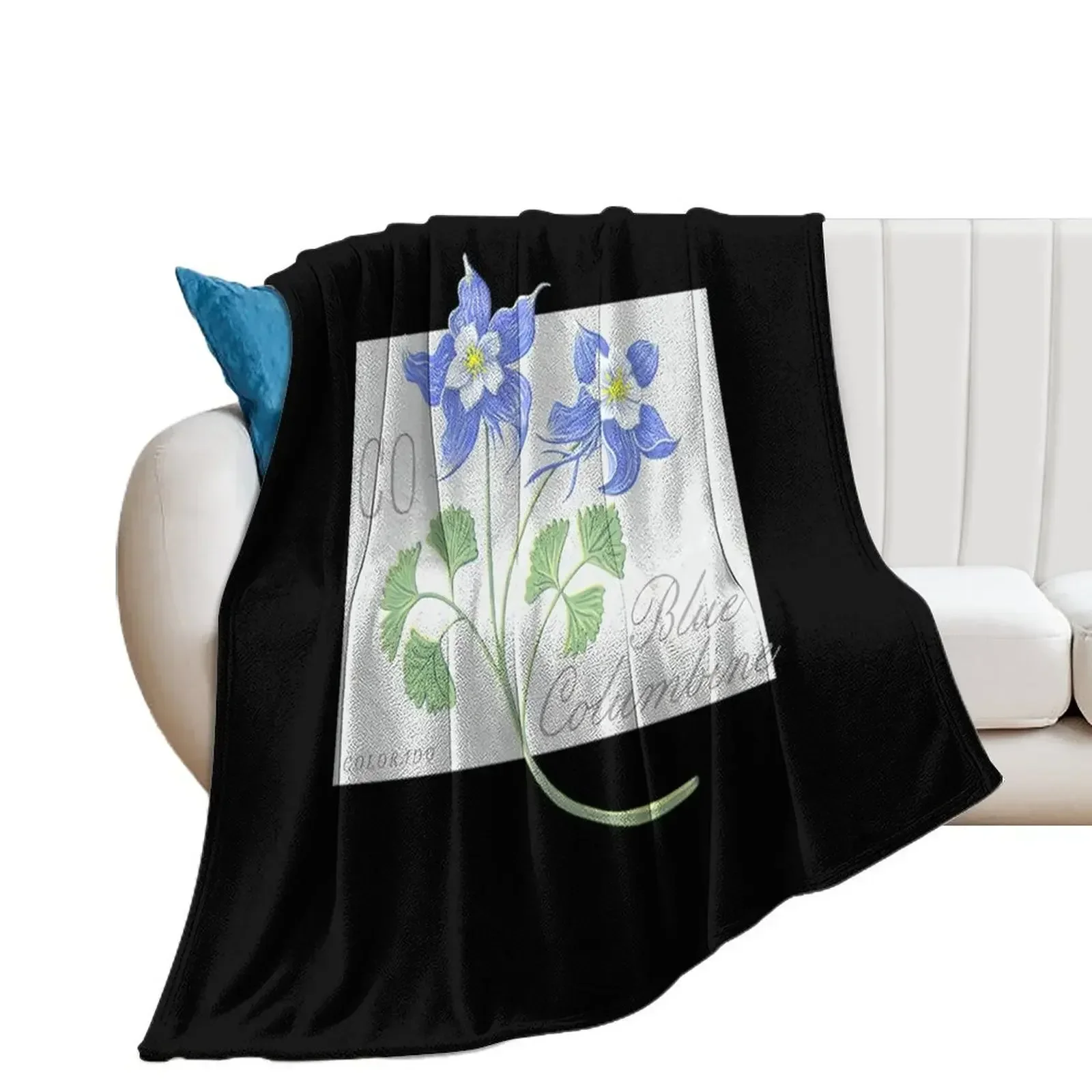 colorado state flower blue columbine art by jen montgomery jen montgomery transparent Throw Blanket for babies Retros Blankets