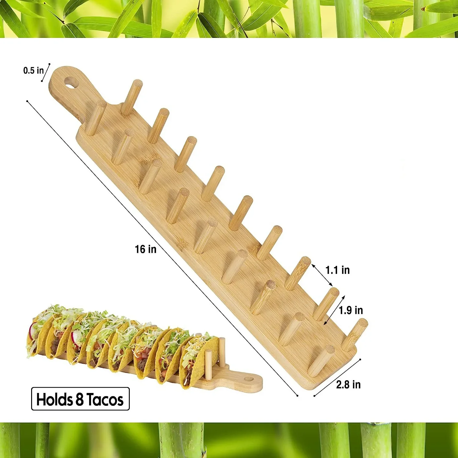 Bambusowy drewniany uchwyt na Taco stojak na Taco Burrito Tortilla taca pojemnik na żywność chipsy ziemniaczane stojak na Burrito