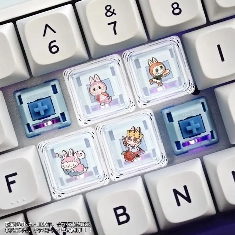 

Anime Keyboard Cap Replacement Creative Cartoon Keycap Set Labubu Anime Peripherals Cross shaft Mechanical Keyboard Hat Gifts