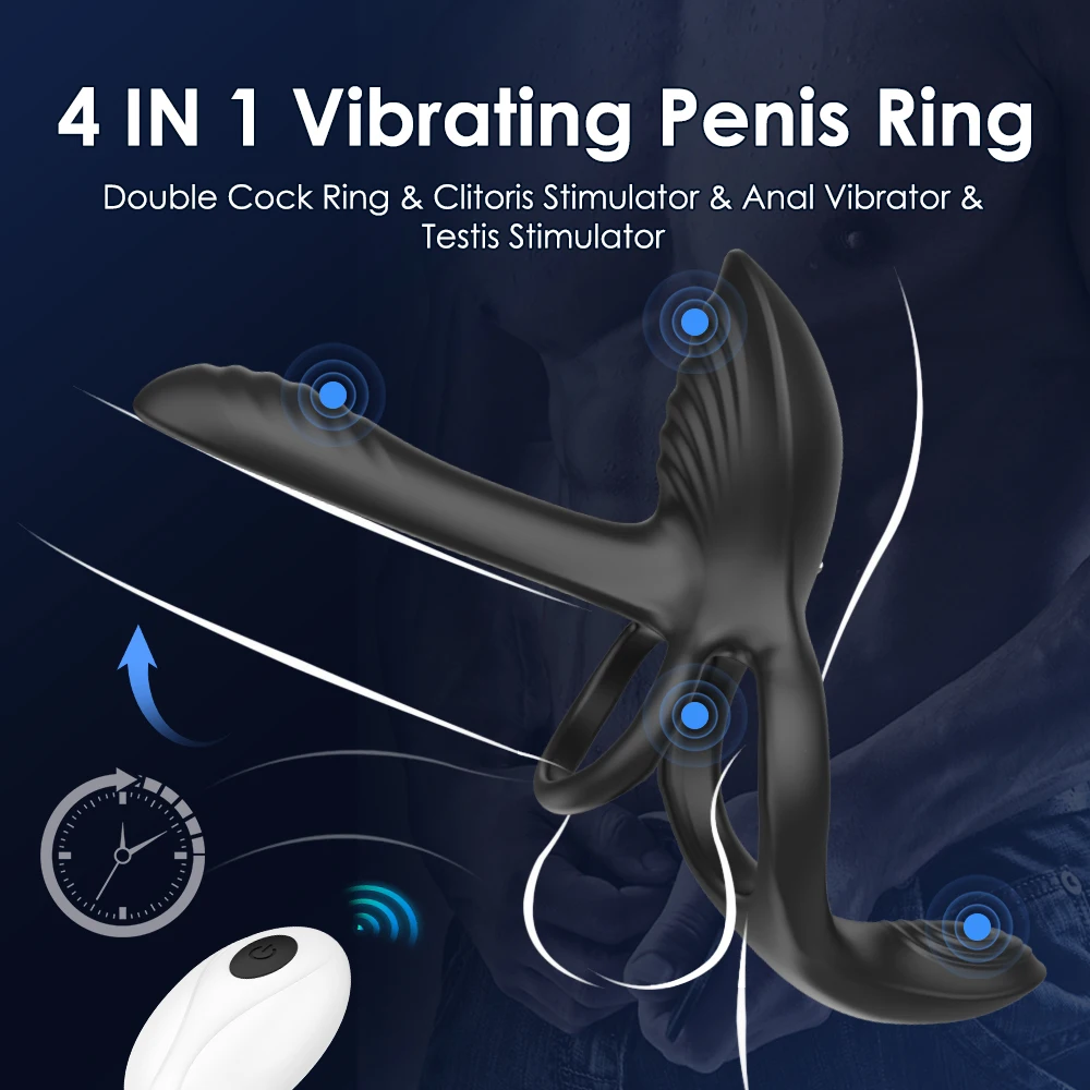 Prostate Vibrator Testicle Massage Anal Butt Plug Cock Penis Ring Remote Control Male Masturbator Cocking Sex Toy for Men Sextoy