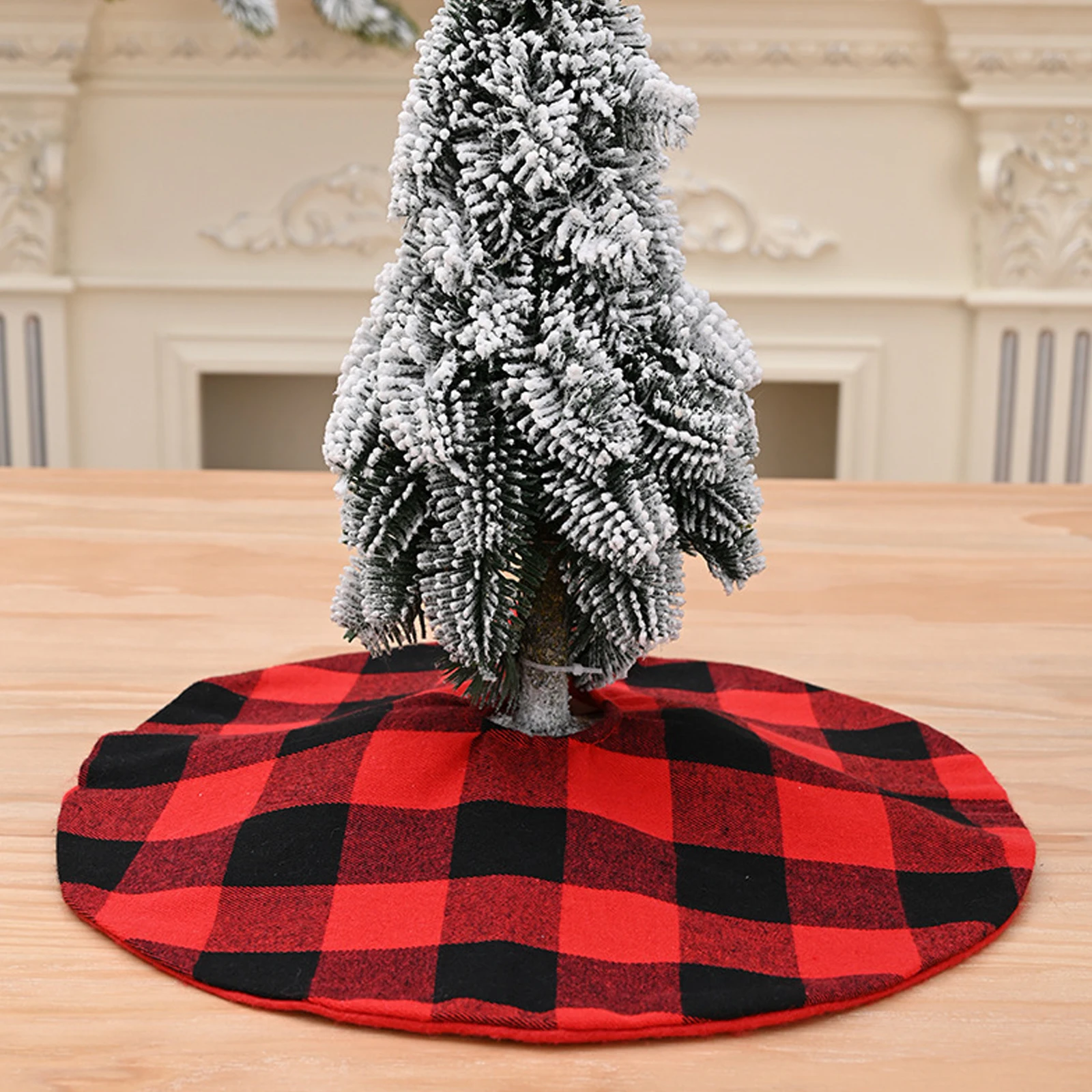 Party Home Decor Plaid Christmas Tree Skirt Decorative DIY Scene Arrangement 38*38cm Cloth Mini For Xmas Decorations