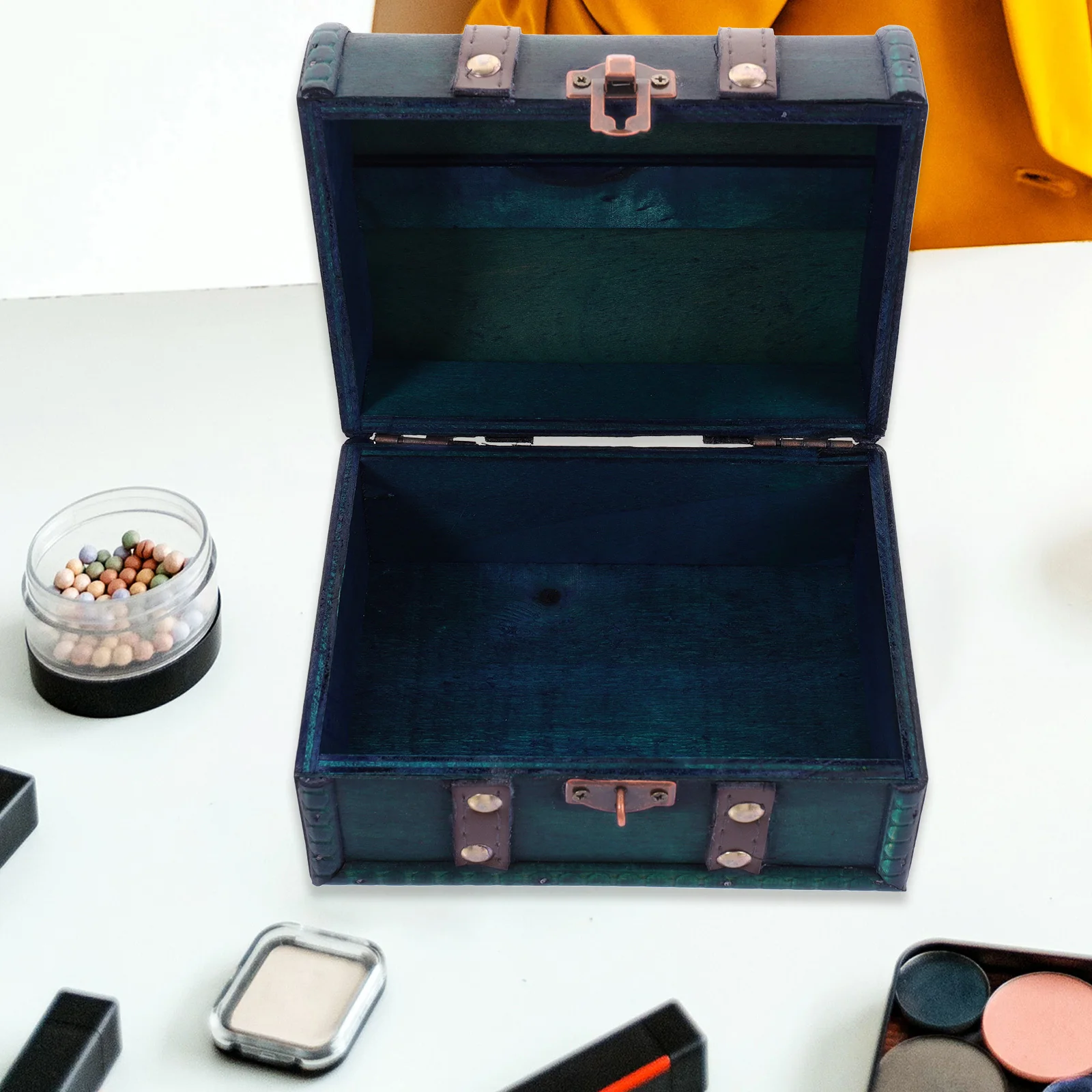 

Vintage Jewelry Box Wooden PU Zinc Alloy Storage Case for Earrings Bracelets Rings Organizer with Lock Trinket Container