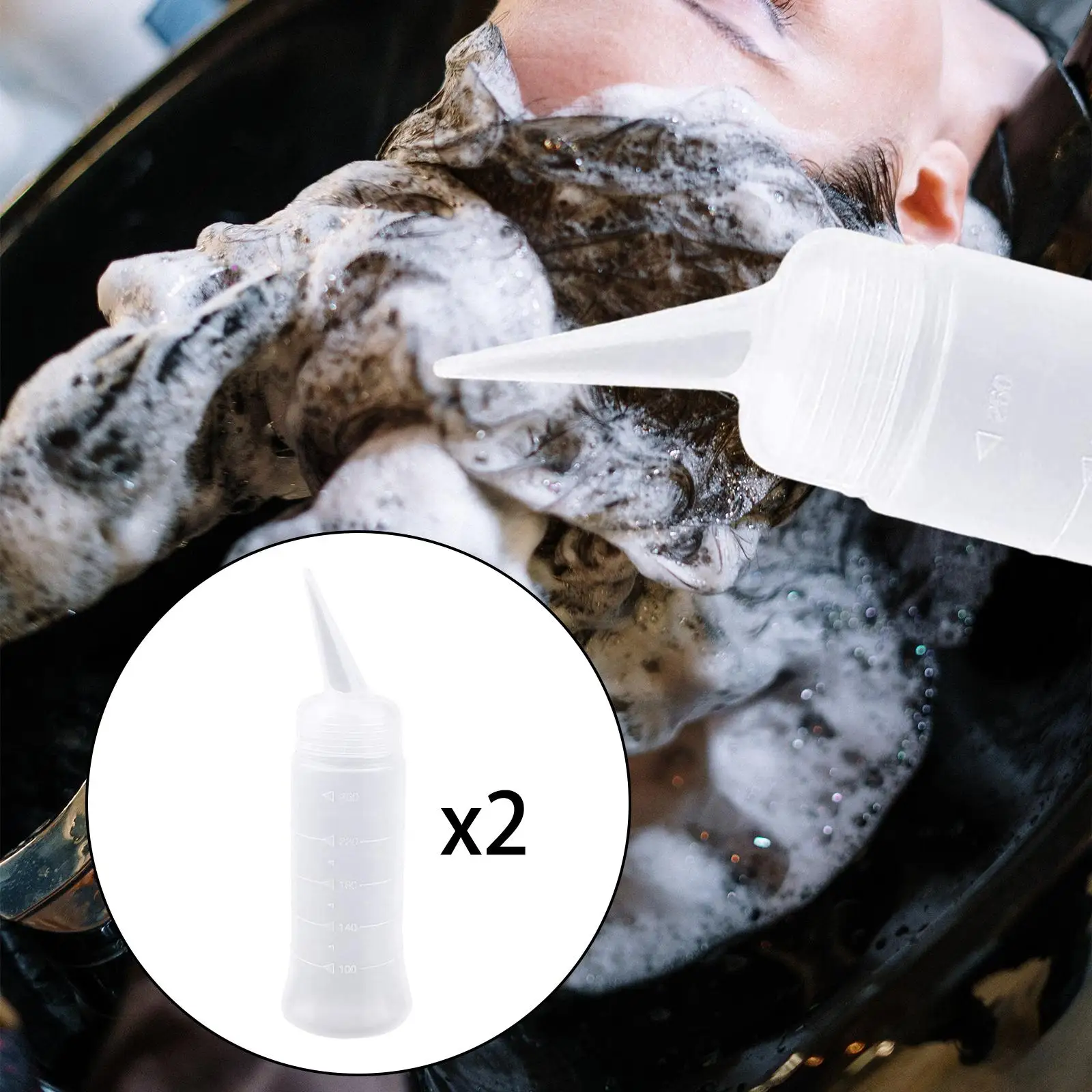 2Pcs Applicator Bottle Hair Coloring Dyeing Bottle Multifunctional 260ml Home DIY Perming Hairdressing Tool Hair Oil Applicator