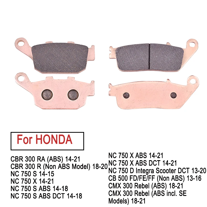 Motorcycle Copper Sintered Front and Rear Brake Pads For HONDA NC750S NC750X NC750D 2014-2021 CBR300 CBR300R CMX300 18-21 Rebel