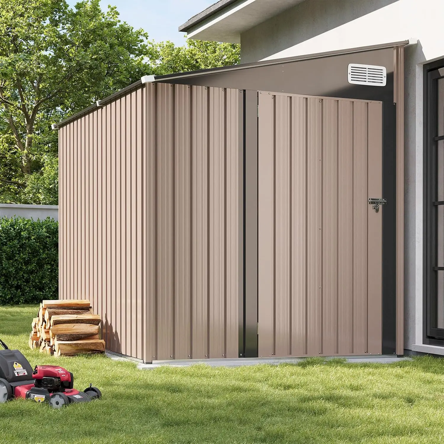 6x8 FT Lean-to Metal Storage Shed Sloped Roof Outdoor Garden Cabinet Tool House, Customized