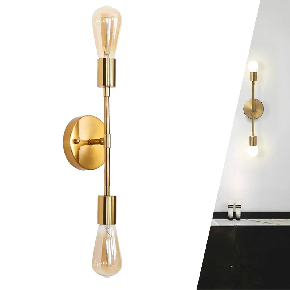 

Modern Creative Wall Light Fixtures 2-Heads Ceiling Lighting Minimalist Black Golden Bedroom Living Dining Room Wall Lamp Sconce