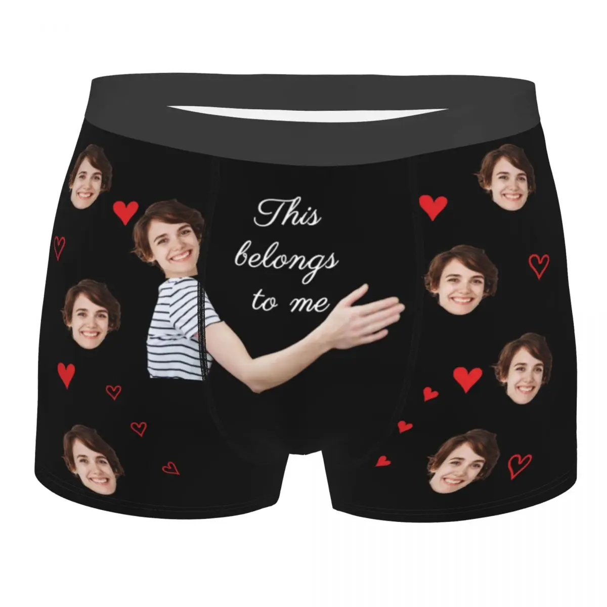 Man Valentine\'s Day Custom Funny Face Boxer Briefs Shorts Panties Soft Underwear Male Sexy Plus Size Long Underpants