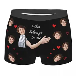 Man Valentine's Day Custom Funny Face Boxer Briefs Shorts Panties Soft Underwear Male Sexy Plus Size Long Underpants