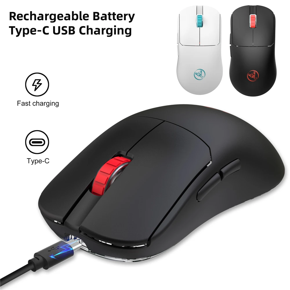 

T800 Gaming Mouse 2.4Ghz Wireless Wired Dual Modes Lightweight and Rechargeable 10000DPI Adjustable Automatic Sleep Black White