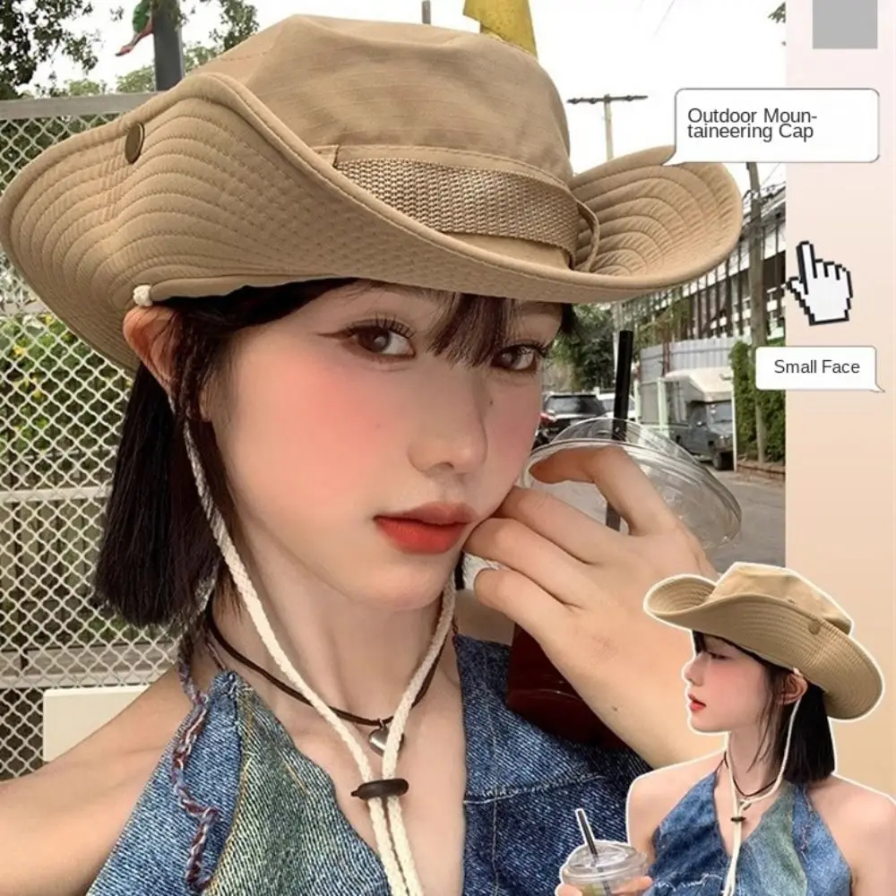 

Polyester Solid Color Sun Hats Wide Brim Adjustable Large Eaves Sun Hat Sun Protection Quick-drying Wide Brim Bucket Hat