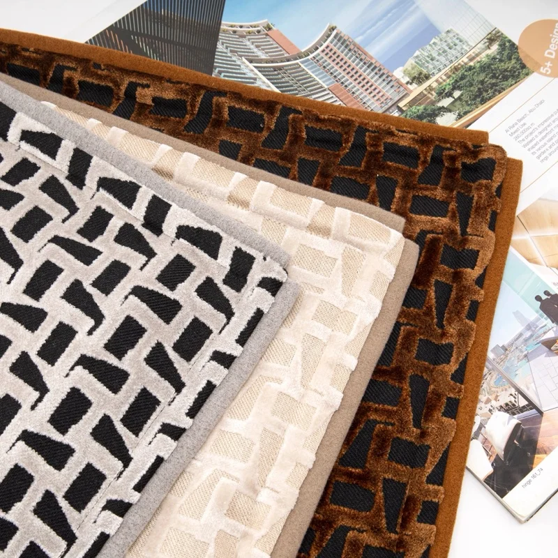 Ivory Black Brown Pillows Velvet Jacquard Cushion Case Modern Luxury Geometric Decorative Pillow Cover For Sofa Chair Home Decor