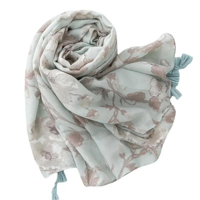 2024 Newest Women Printed Pattern Scarf Cotton Voile Scarf Shawls