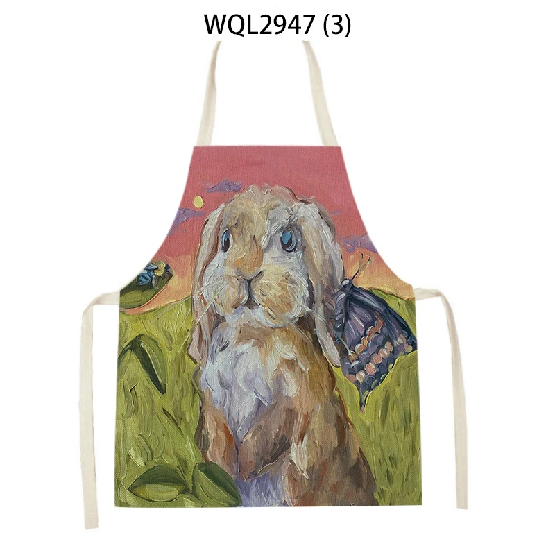 

Фартуки для чистки с цветочным кроликом и красивым узором, кухонный фартук для домашней кухни, для взрослых и детей, поясные нагрудники, аксессуары для выпечки, поясной нагрудник