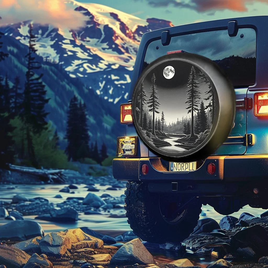 

Чехол для покрышки Moonlit Pine Forest Pattern, подходит для внедорожников, джипов, автодорожков и фургонов, предложений и свободного вождения