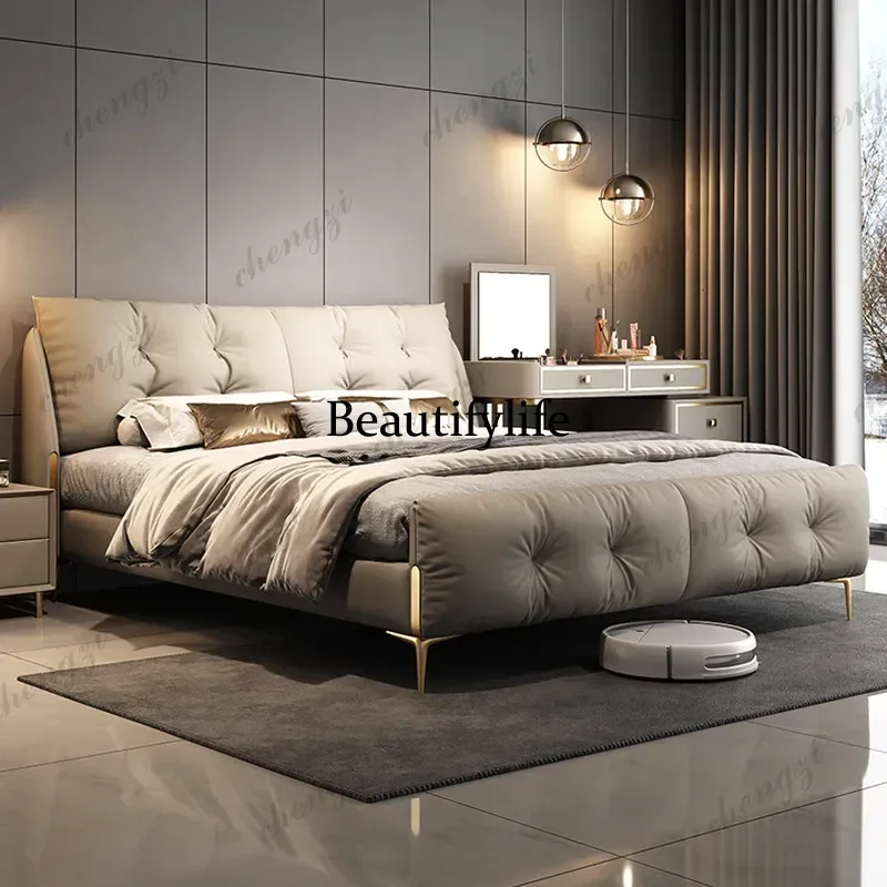 Gray Heavy Double Bed Couples Australia Elegant Style Luxury Double Bed Adults Storage Modern Cama De Casal Furniture For Home