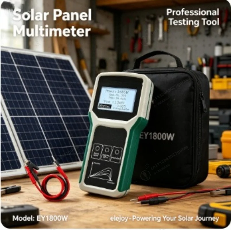 

Solar Panel Multimeter | 5W~1800W, 20-120V, 0-60A Auto/Manual Tester | Smart MPPT LCD Display | Portable for PV Systems