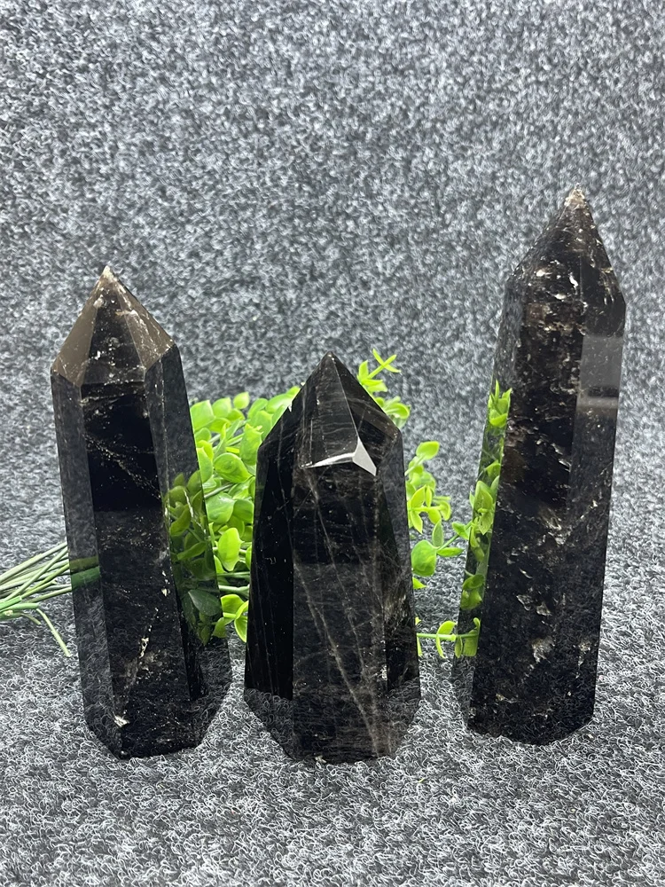 

Minerales Natural Black Crystal Hexagonal Obelisk ​Reiki Healing Wand Find Ore Holiday Gifts Home Decor Decoratio Feng Shui Ltem