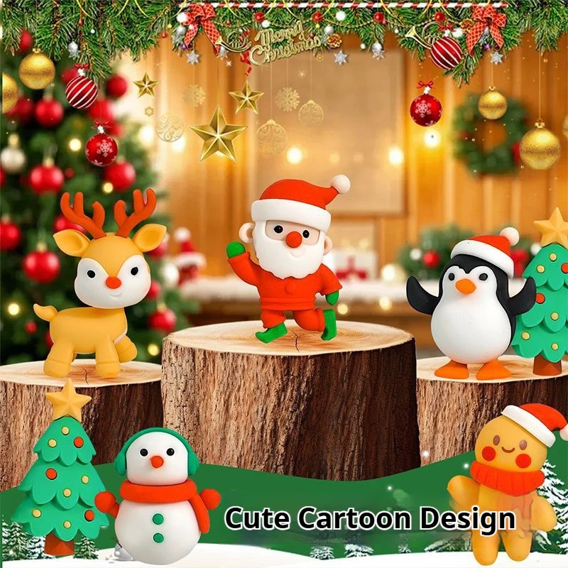 24/12 Pieces of Assorted Styles (6 Pieces Per Card) Christmas Erasers, Detachable Educational Erasers, Santa Claus Christmas Gifts, Are Essential Good Gifts for Christmas and Halloween