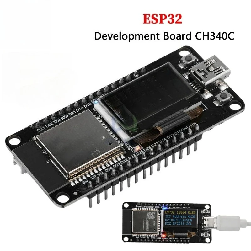 ESP32 ESP-32D WIFI Development Board CH340C with 0.96 OLED Display 30PIN Micro USB Type-C for Arduino ESP32 OLED