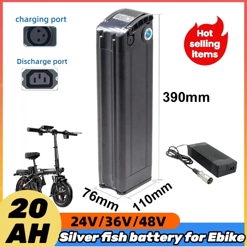 

R8 Bicycle 36V/48V Silver Fish Battery 20Ah large capacity Suitable for Shengmiro MX20 GORTAT Q80 Folding Bicycle 500W~1500W