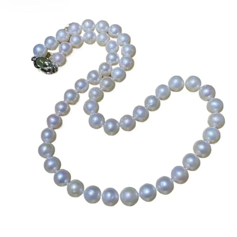 

Natural 10-11mm White Pearl Necklace Round Gift Outdoor Wear Accessories