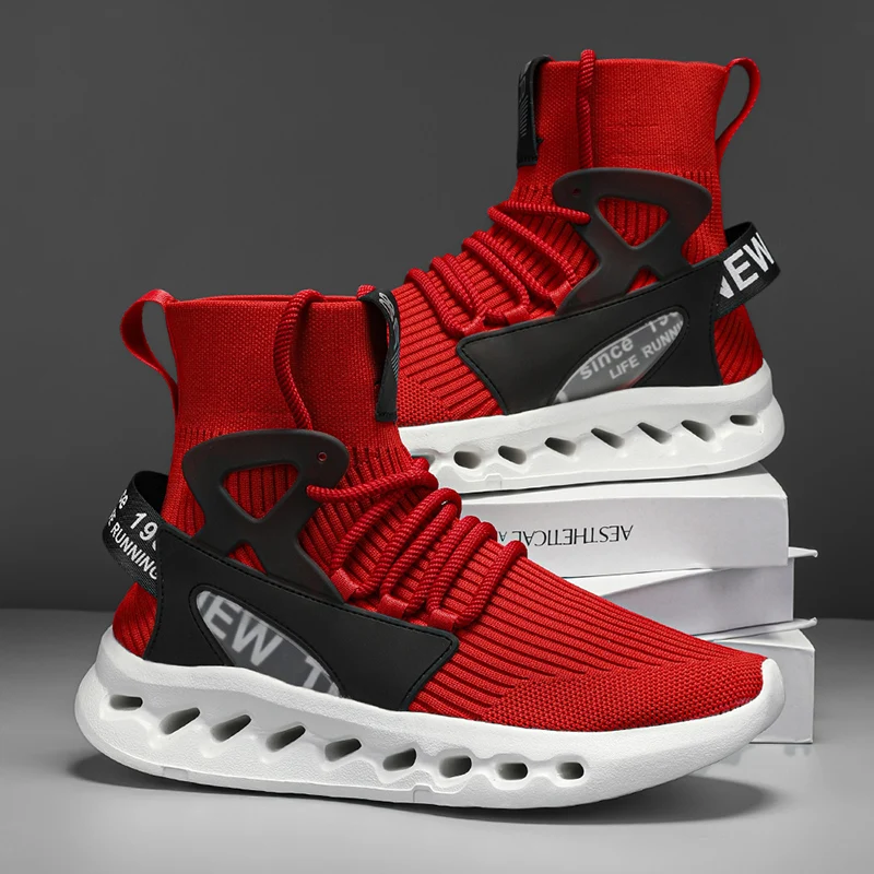 

Men Spring Sock Boots High Top Comfortable Casual Shoes Men Women Couple Sport Shoes Lightweight Running Tennis Air Cushion Plus
