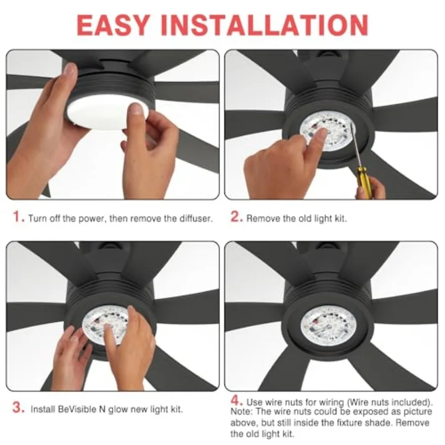 BeVisible N Glow ETL Listed 1 Pack 3.93'' Retrofit Light Kit for Ceiling Flush Ceiling Fan Light Replacement Panel PCB 18W 3000 view 6