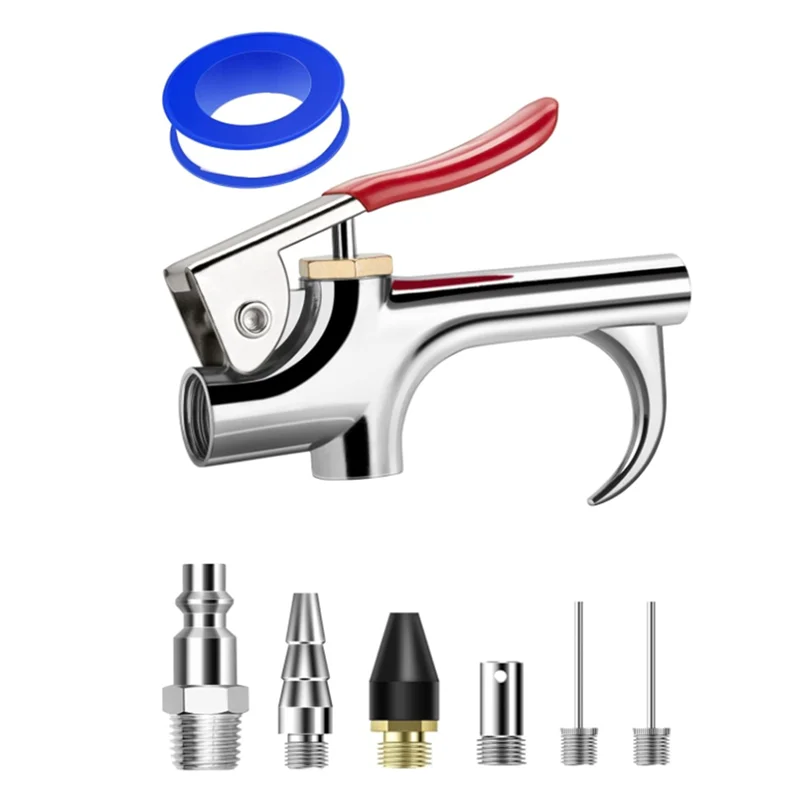 

N11R 8 Pcs Air Nozzle Blow-Gun Sets, Metal Air Blow-Gun W/ 1/4Inch NPT Quick Fitting With 5 Pcs Air Nozzle