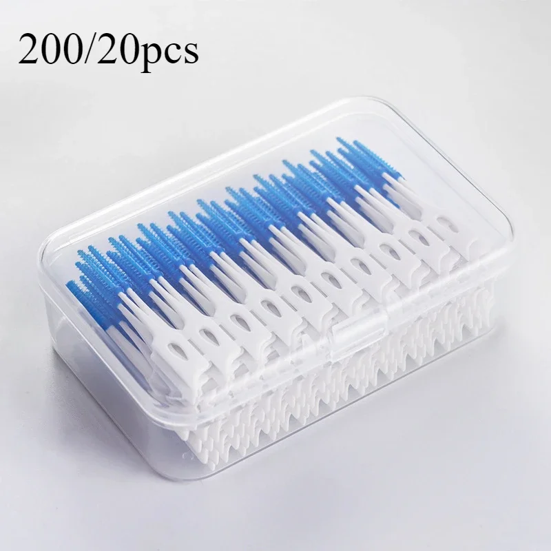 

200/20 шт. межзубные силиконовые щетки, зубочистки, щетка между зубами, силиконовые зубочистки с резьбой, инструмент для чистки полости рта